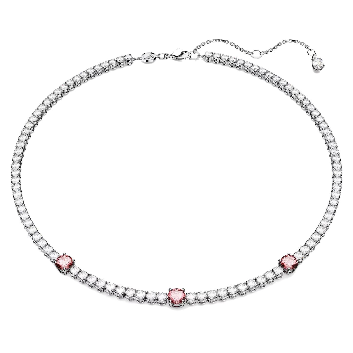 Collana Swarovski Matrix Tennis Taglio misto, Rosa, Placcato rodio