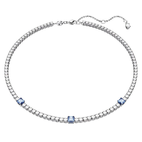 Collana Swarovski Matrix Tennis Taglio misto, Blu, Placcato rodio