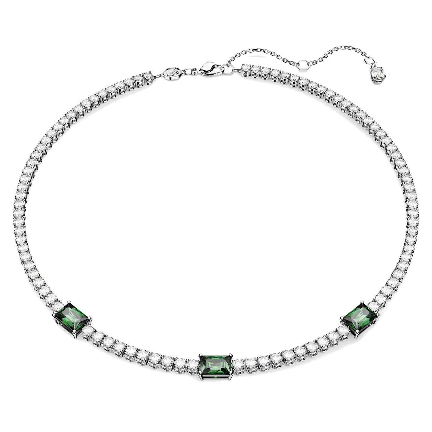 Collana Swqarovski Matrix Tennis Taglio misto, Verde, Placcato rodio