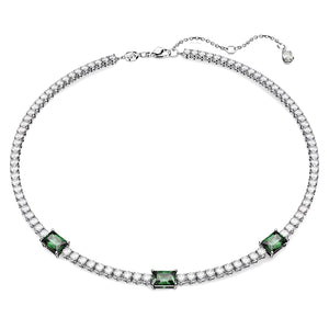 Collana Swqarovski Matrix Tennis Taglio misto, Verde, Placcato rodio