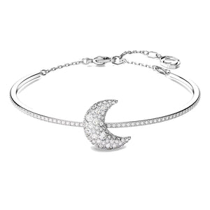 Bracciale Swarovski rigido Luna Luna, Bianco, Placcato rodio