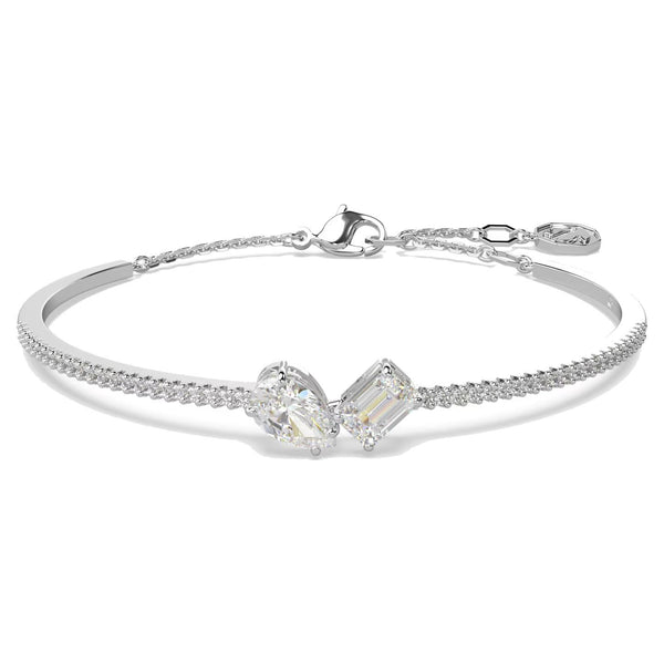 Bracciale Swarovski rigido Mesmera Taglio misto, Bianco, Placcato rodio