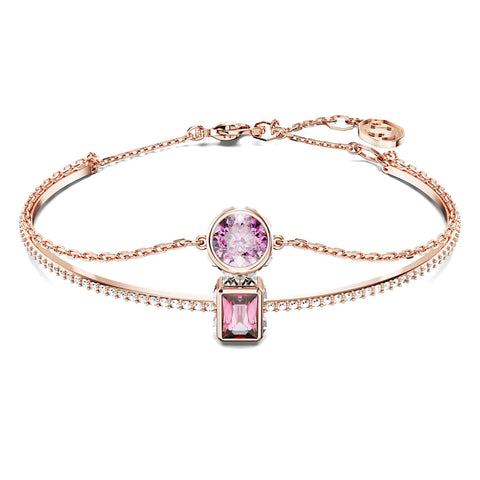 Bracciale Swarovski rigido Stilla Taglio misto, Rosa, Placcato color oro rosa