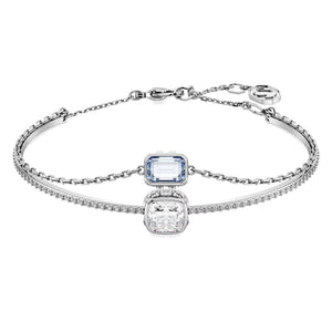 Bracciale Swarovski rigido Stilla Taglio misto, Blu, Placcato rodio