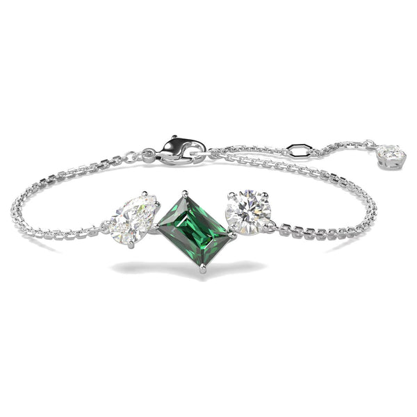 Braccialetto Swarovski Mesmera Taglio misto, Verde, Placcato rodio