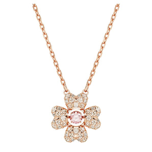 Pendente Swarovski Idyllia Quadrifoglio, Bianco, Placcato color oro rosa