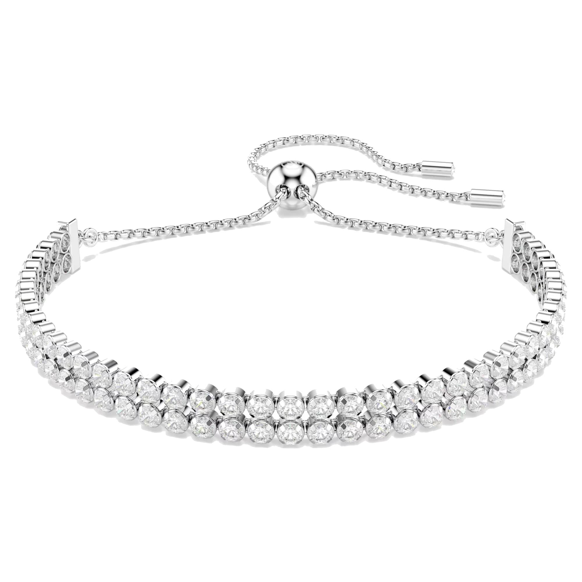 Bracciale Tennis Matrix Taglio Round, Bianco, Placcato rodio