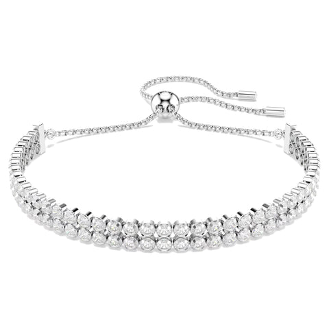 Bracciale Tennis Matrix Taglio Round, Bianco, Placcato rodio