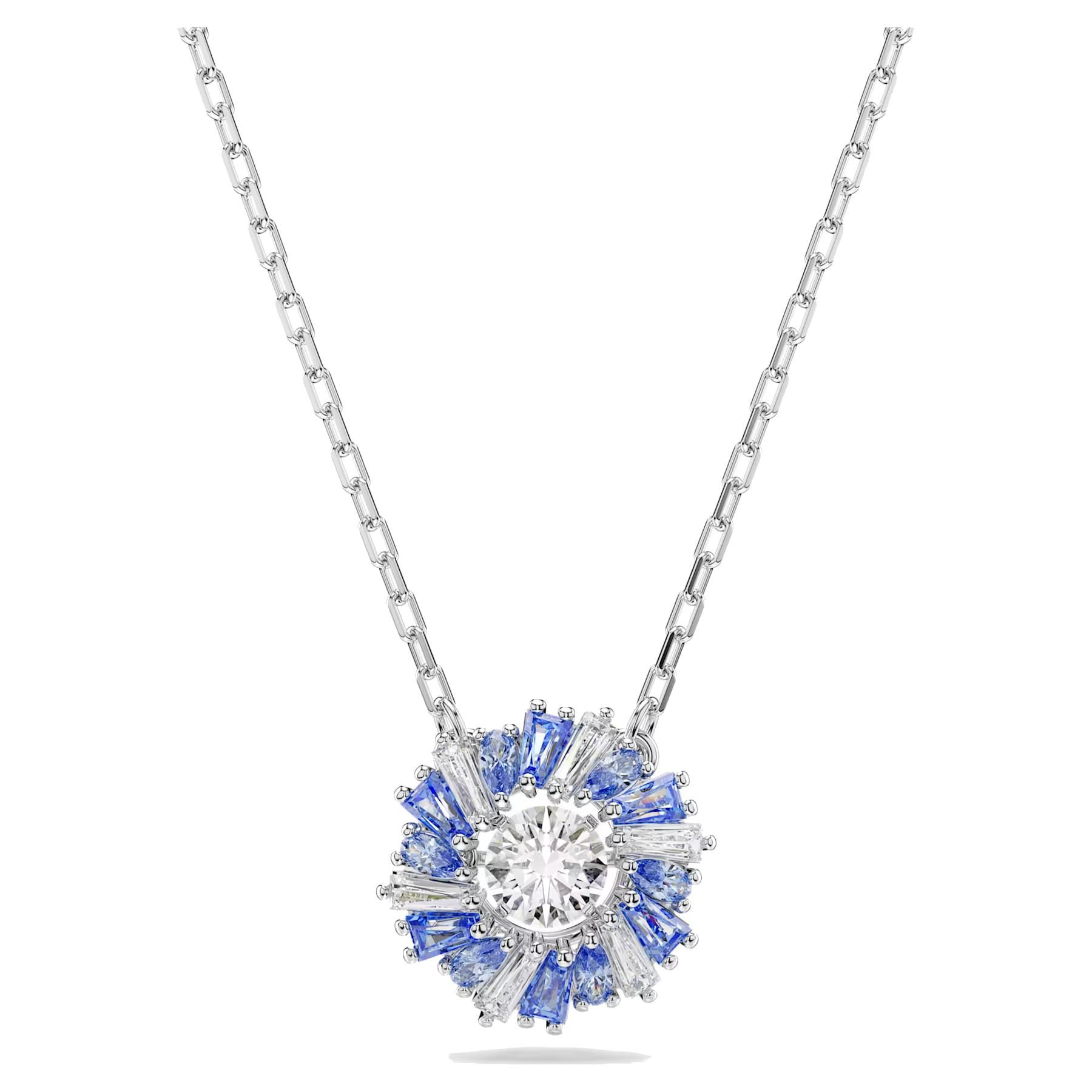 Pendente Swarovski Idyllia Fiore, Blu, Placcato rodio