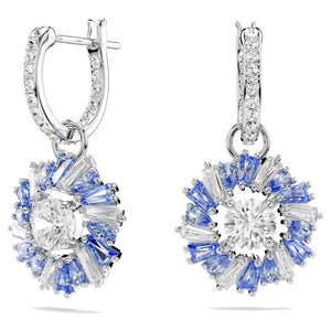 Orecchini Swarovski pendenti Idyllia Fiore, Blu, Placcato rodio