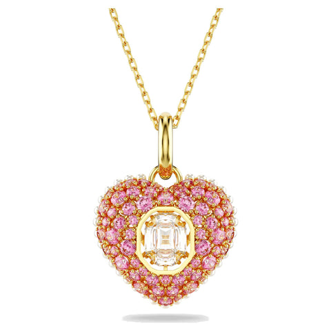 Pendente Swarovski Hyperbola Taglio Octagon, Crystal Pearl, Cuore, Rosa, Placcato color oro