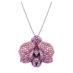 Pendente Swarovski Idyllia Fiore, Rosa, Placcato rodio