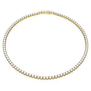 Collana Matrix Tennis Taglio tondo, Bianca, Placcato color oro