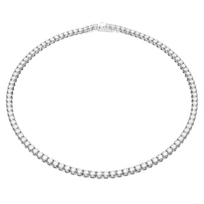 Collana Swarovski Matrix Tennis Taglio tondo, Bianca, Placcato rodio