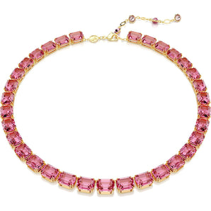 Collana Swarovski Millenia, Taglio ottagonale, Rosa, Placcato color oro