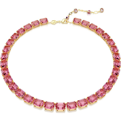 Collana Swarovski Millenia, Taglio ottagonale, Rosa, Placcato color oro