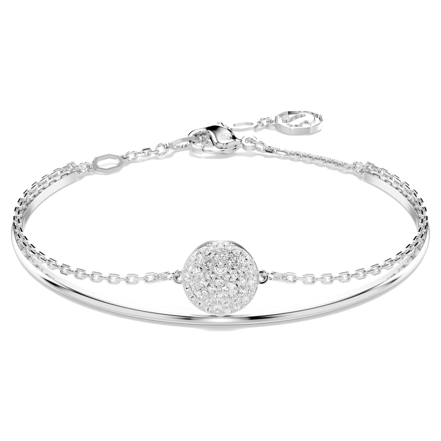 Bracciale Swarovski rigido Meteora Bianco, Placcato rodio