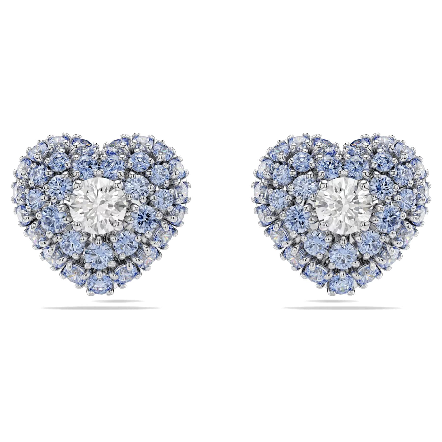 Orecchini Swarovski a lobo Hyperbola Cuore, Blu, Placcato rodio