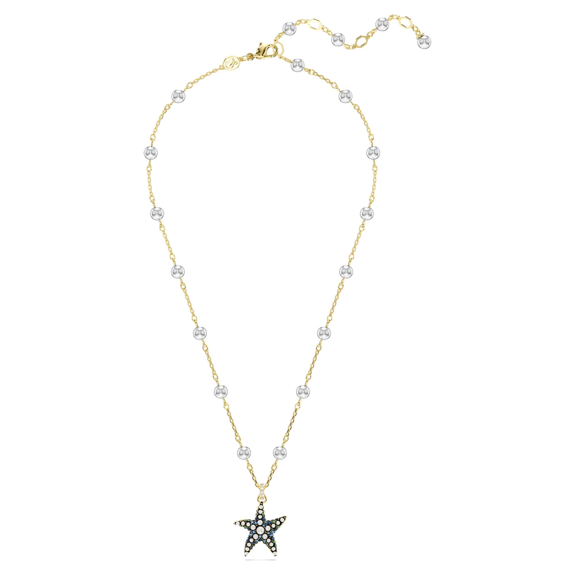 Pendente Swarovski Idyllia Crystal pearls, Stella marina, Multicolore, Placcato color oro