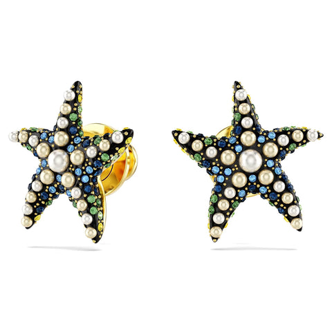 Orecchini Swarovski a lobo Idyllia Stella marina, Piccoli, Multicolore, Placcato color oro