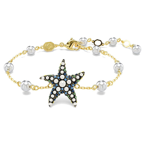 Braccialetto Swarovski Idyllia Crystal pearls, Stella marina, Multicolore, Placcato color oro