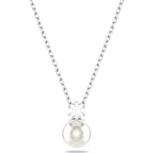 Pendente Matrix, Crystal Pearl, Taglio Round, Bianco, Placcato rodio