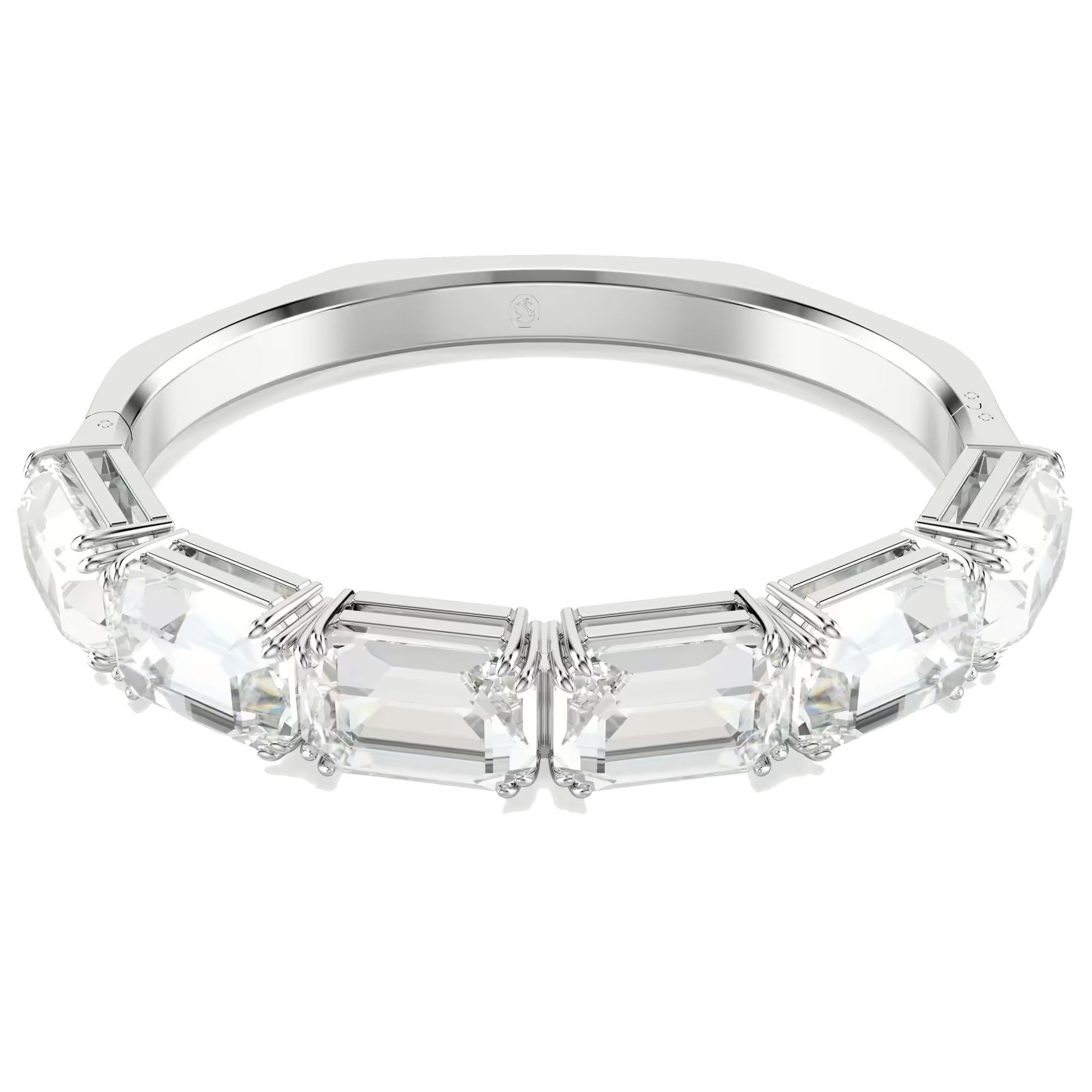 Bracciale rigido Millenia, Taglio ottagonale, Bianco, Placcato rodio