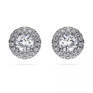 Orecchini a lobo halo Eternity, 1,25 ct G VS, Diamanti creati in laboratorio  Taglio Round, Oro bianco 18 Kt