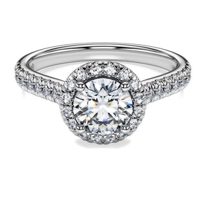 Anello solitario halo Eternity 1,33CT G VS,  Diamanti creati in laboratorio Oro bianco 18 K