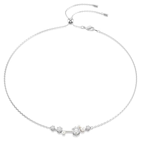 Collana Constella Crystal Pearl, tagli Round, Bianca, Placcato rodio