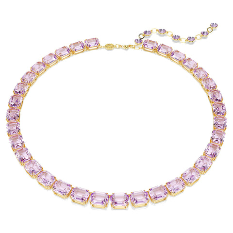 Collana Tennis Millenia Taglio ottagonale, Viola, Placcato color oro