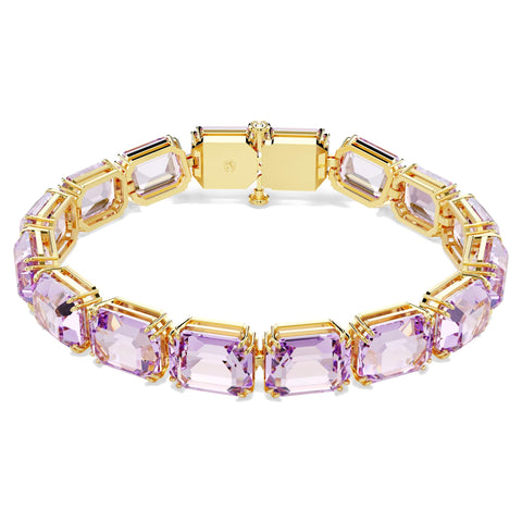 Bracciale Tennis Millenia Taglio ottagonale, Viola, Placcato color oro