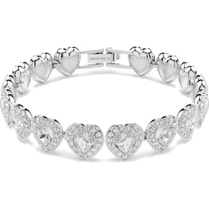 Bracciale Tennis Ariana Grande x Swarovski Taglio misto, Cuore, Bianco, Placcato rodio