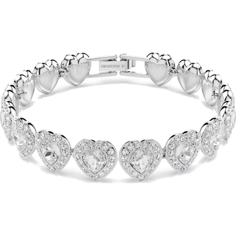 Bracciale Tennis Ariana Grande x Swarovski Taglio misto, Cuore, Bianco, Placcato rodio