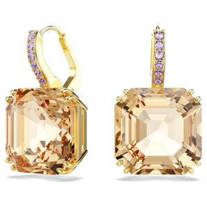 Orecchini Swarovski pendenti Millenia Taglio misto, Caramello, Placcato color oro