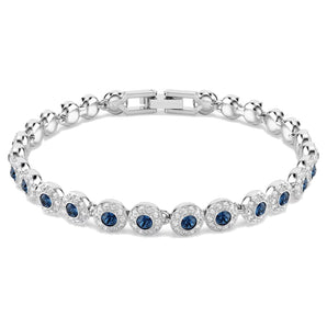 Bracciale Tennis Una Angelic Taglio Round, Blu, Placcato rodio