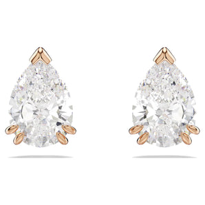 Orecchini Swarovski a lobo Stilla Taglio Pear, Bianchi, Placcato color oro rosa