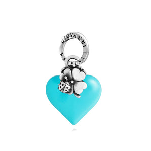 Charm cuore lucky azzurro