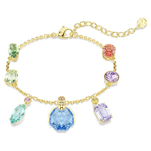 Braccialetto Gema Taglio misto, Cristalli pendenti, Multicolore, Placcato color oro