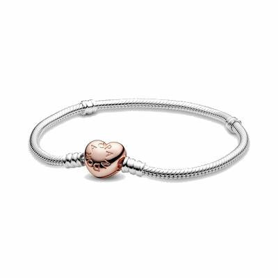 Bracciale Pandora Moments con maglia snake e chiusura a cuore (Misura 17 Cm)