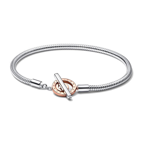 Bracciale Pandora con Chiusura a T e Cerchi (Misura 17 cm)