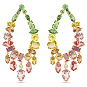 Orecchini pendenti Gema Taglio misto, Chandelier, Multicolore, Placcato color oro