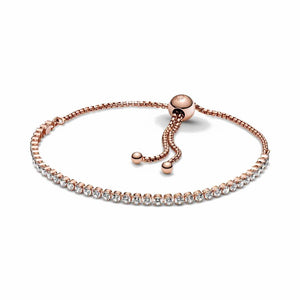 Bracciale Pandora tennis scintillante con chiusura regolabile (Polsi da 14 a 17 Cm)