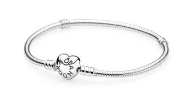 Bracciale Pandora Moments con maglia snake e chiusura a cuore (Misura 16 Cm)