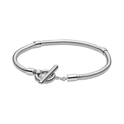 Bracciale Pandora Moments con maglia snake e barretta a T (Misura 18 Cm)