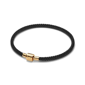 Bracciale in Corda Nera con Chiusura a Barile