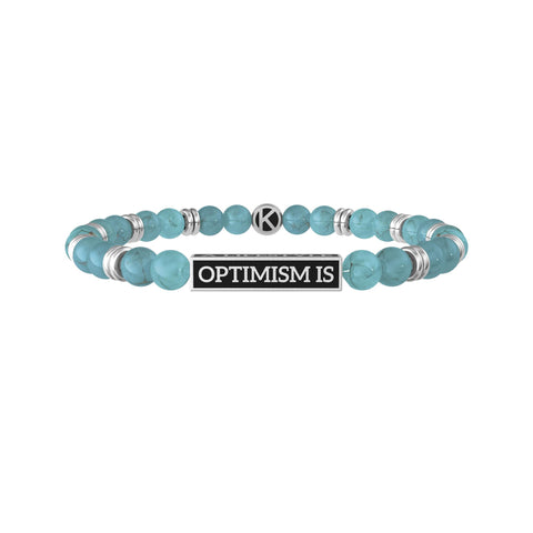 Bracciale turchese e acciaio 316L Kidult, Optimism is a lifestyle