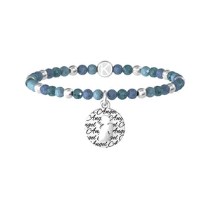 Bracciale Kidult elastico con agata azzurra e ciondolo