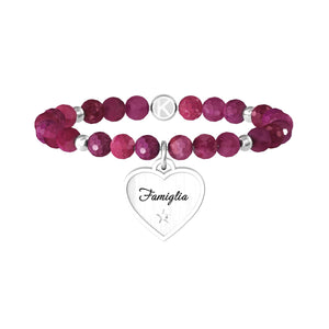 Bracciale Kidult donna con agata fucsia e ciondolo