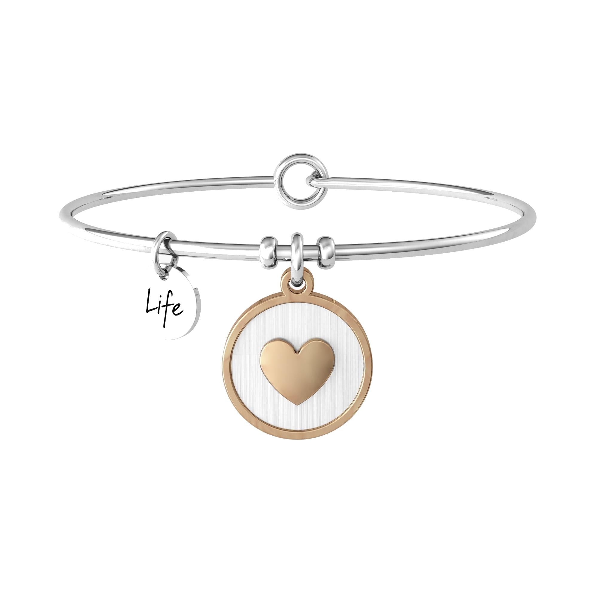 Bracciale Kidult rigido mamma con ciondolo cuore e frase